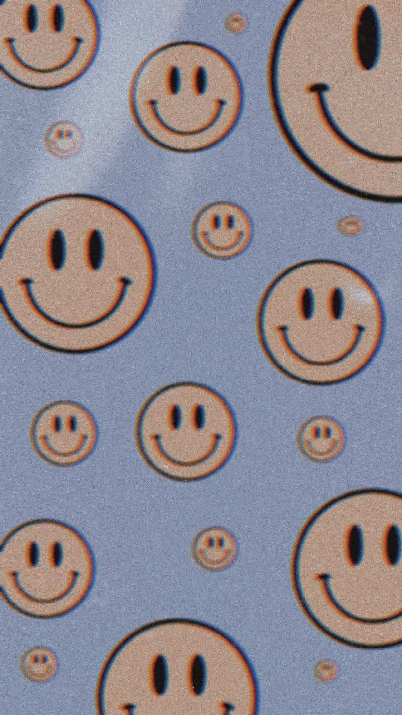 Preppy Smiley Face Retro Pattern — 1288x2289 wallpaper