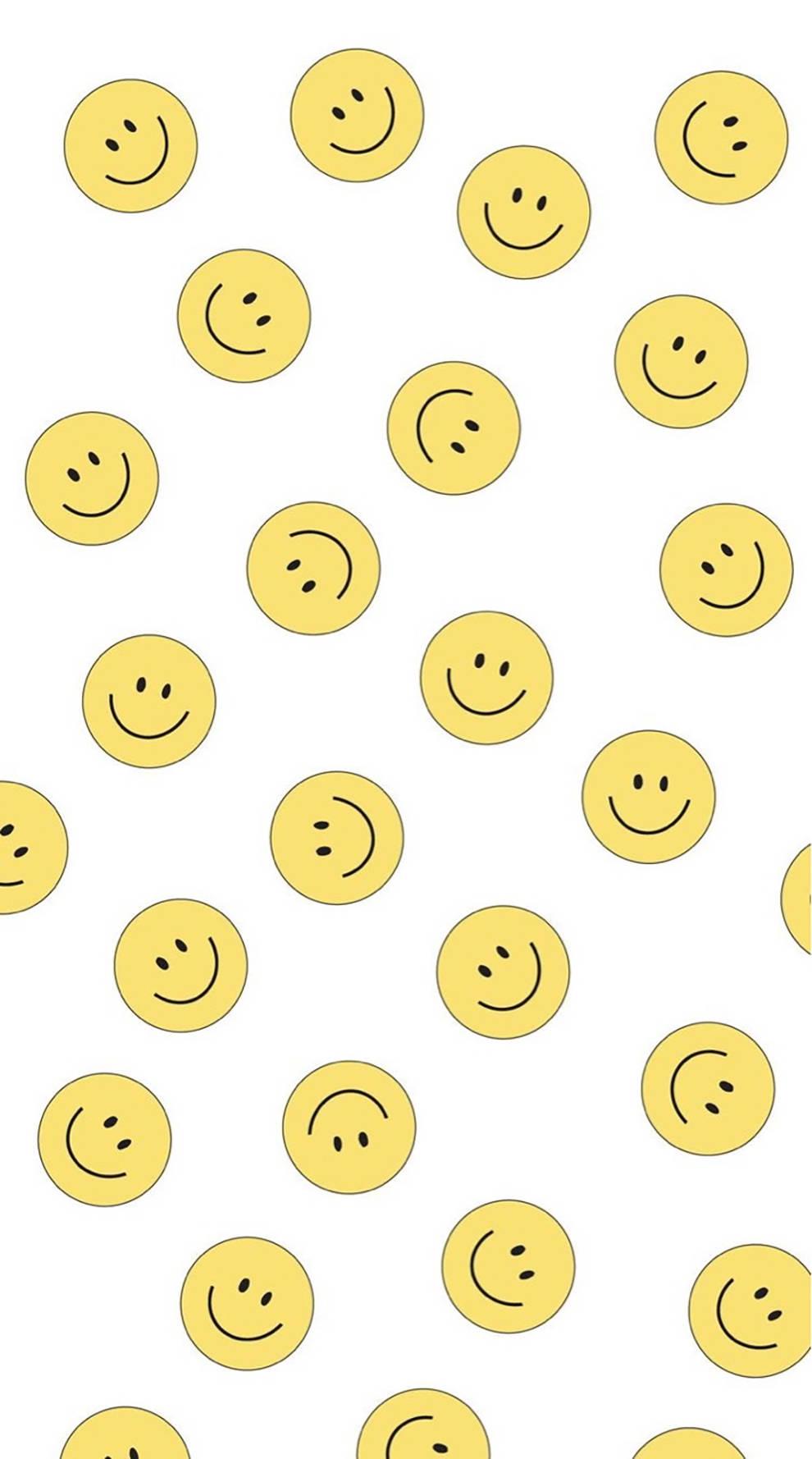 Preppy Smiley Face Yellow Pattern — 990x1778 wallpaper