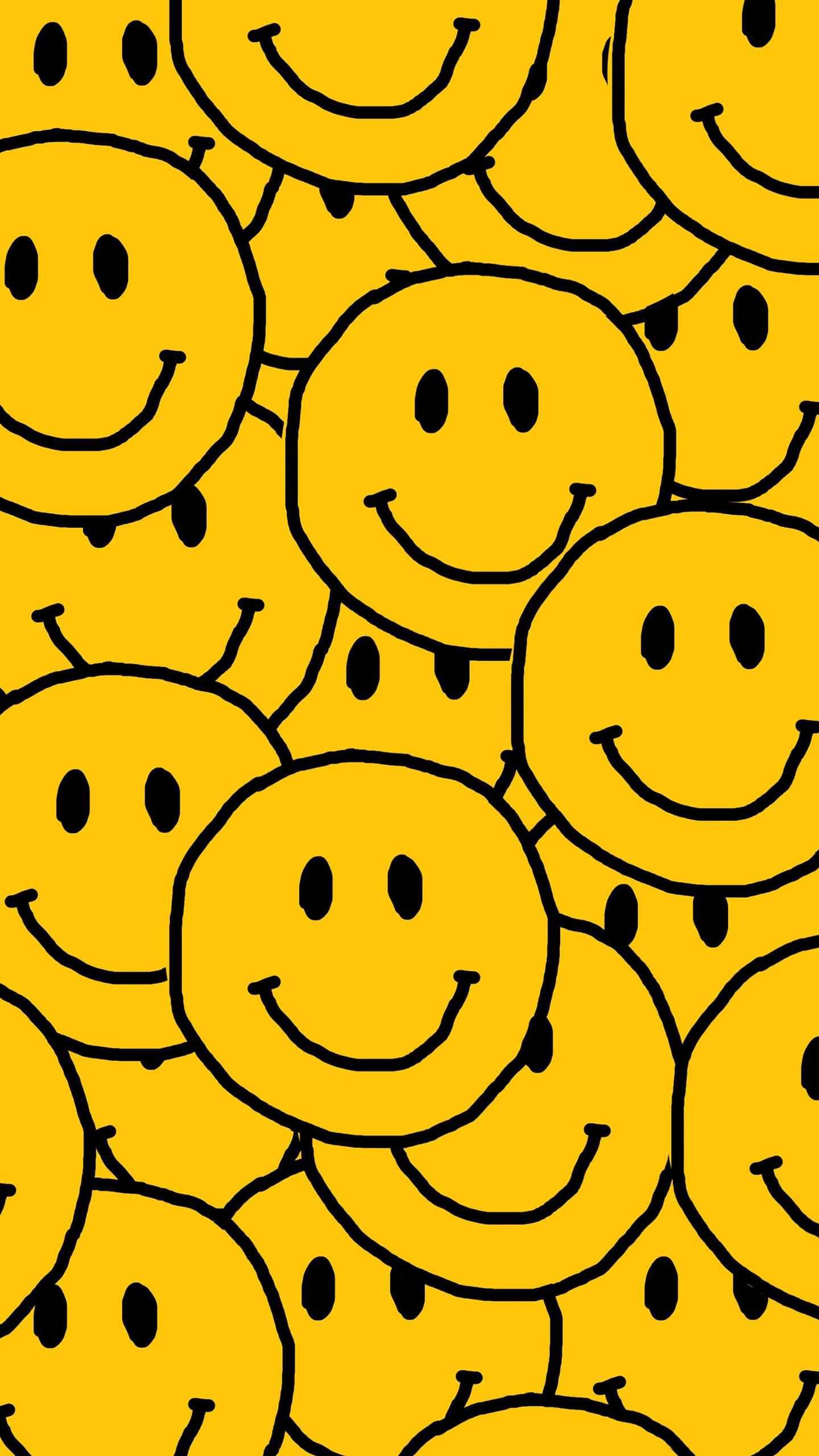 Preppy Smiley Face Yellow Pattern — 1440x2560 wallpaper