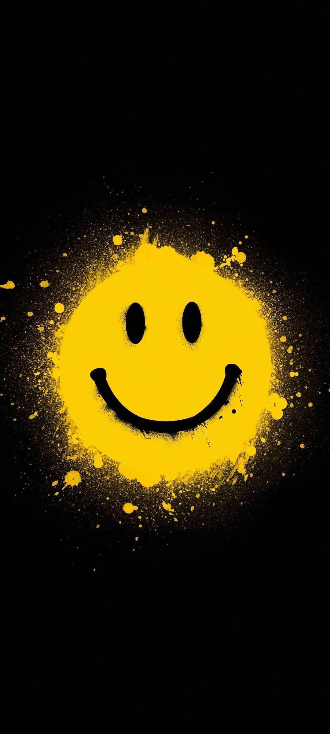 Preppy Smiley Face Yellow Splatter — 1080x2400 wallpaper