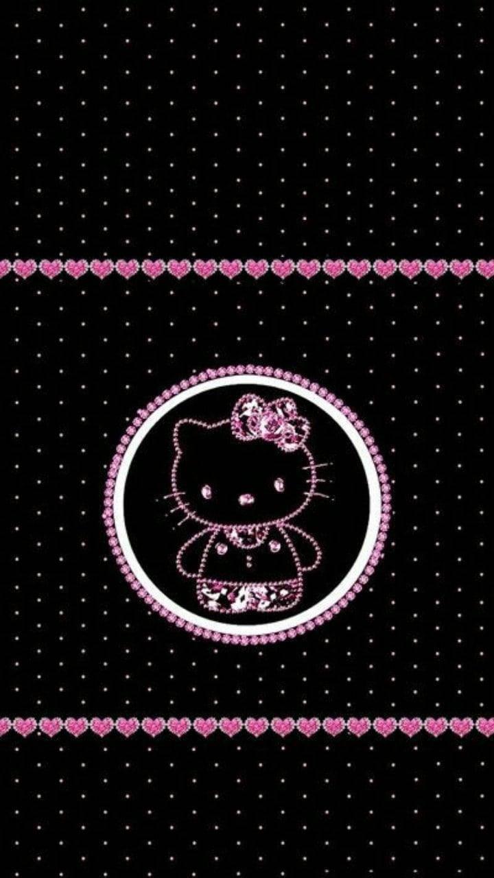 Pretty Dotted Black Hello Kitty — 720x1280 wallpaper