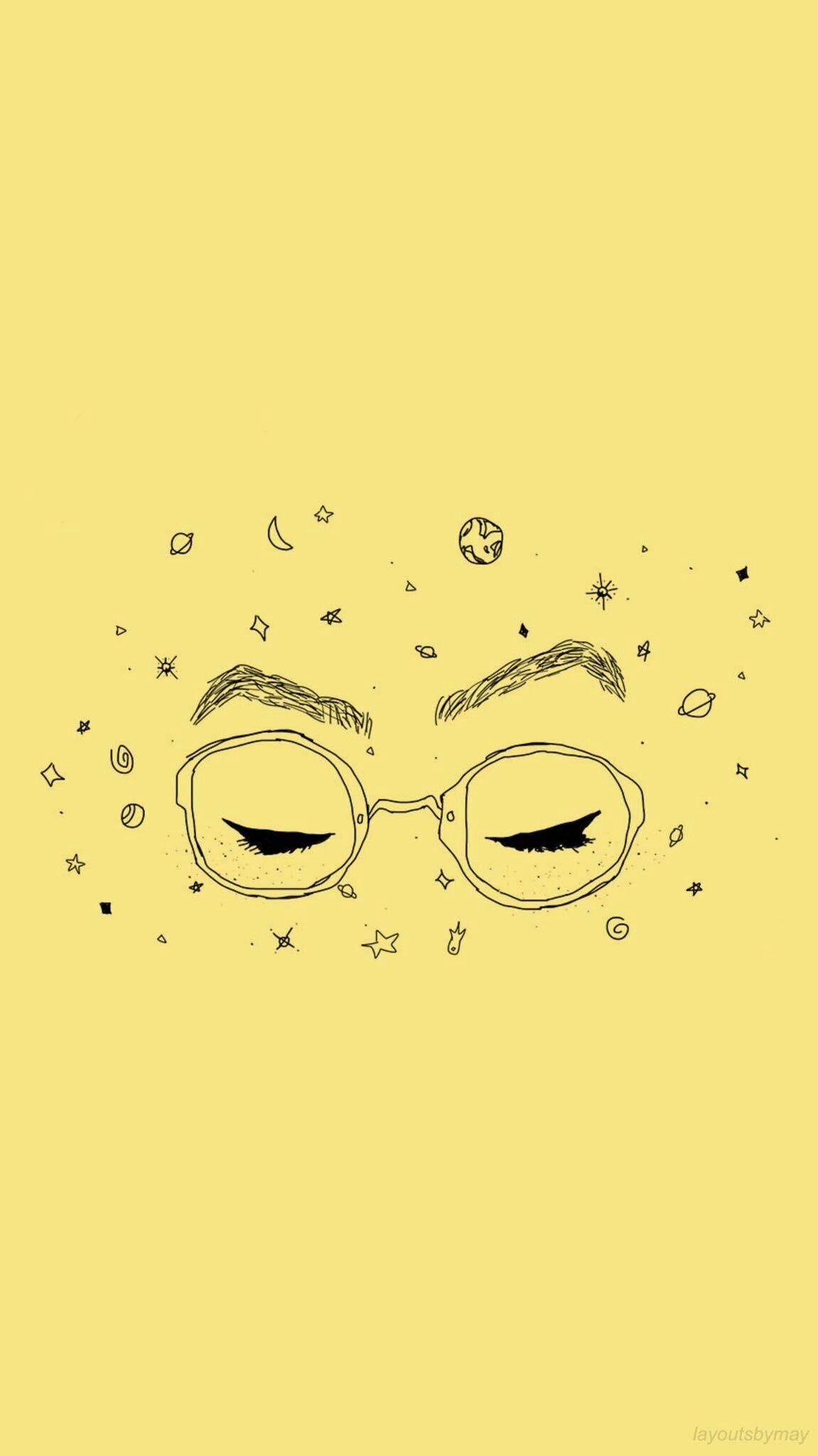 Pretty Eyes Pastel Aesthetic Line Art — 1151x2048 wallpaper
