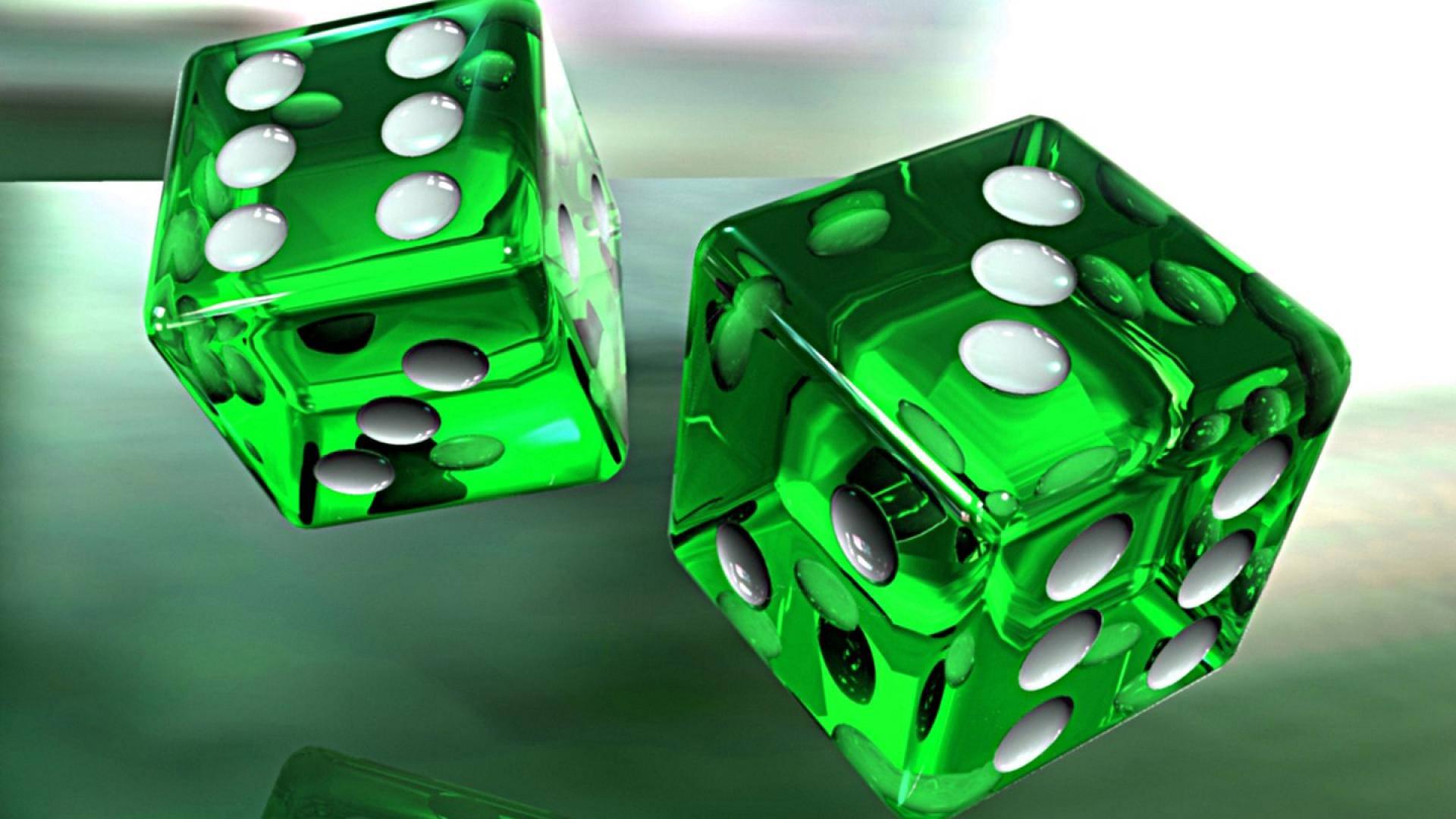 Pristine 3D Green Transparent Dice — 1920x1080 wallpaper