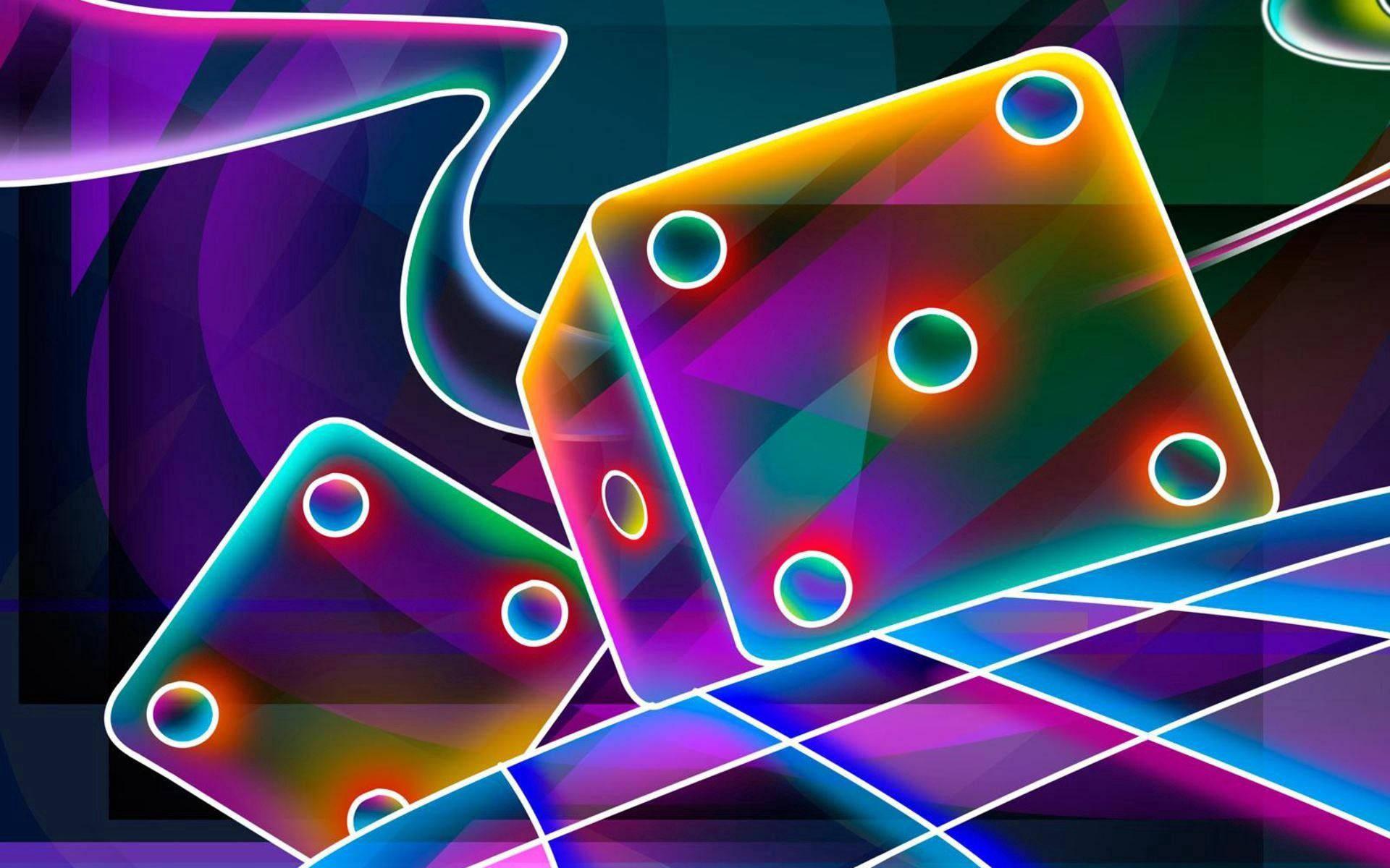 Psychedelic Dice Rolling in a Landscape of Neon — 1920x1200 wallpaper