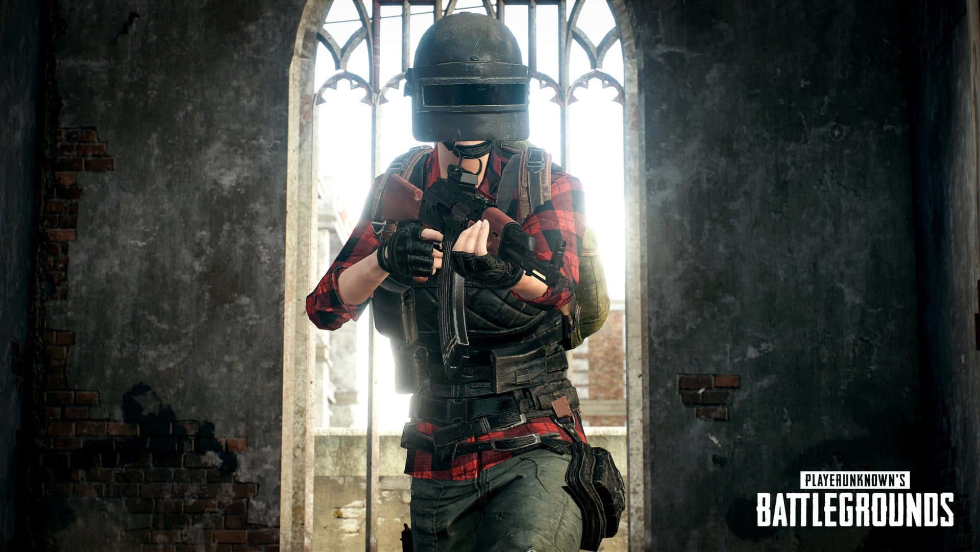pubg - a man with a gun in front of an old building — 1920x1081 wallpaper