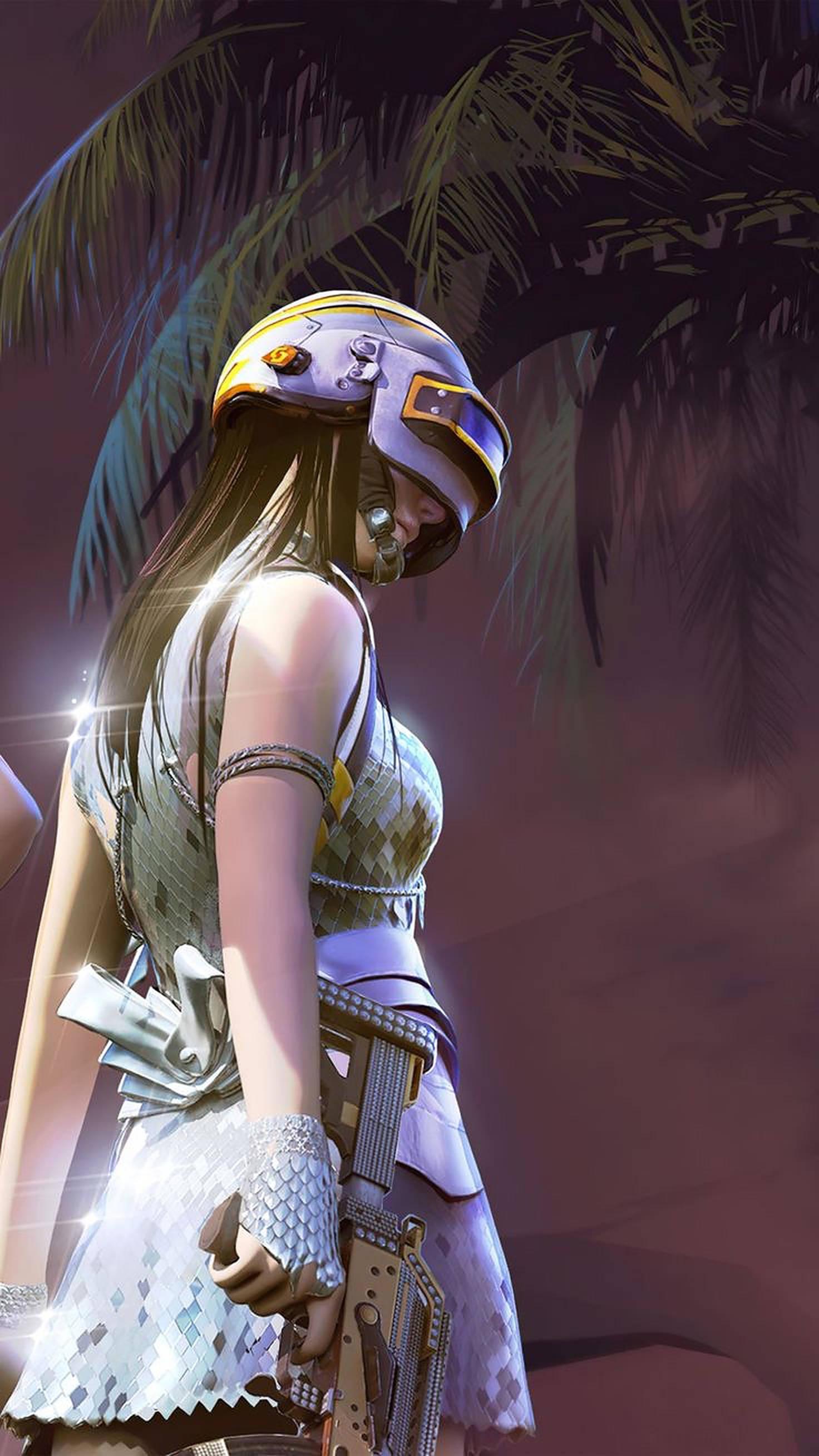 PUBG Girl In Silver Dress 4k — 1472x2616 wallpaper