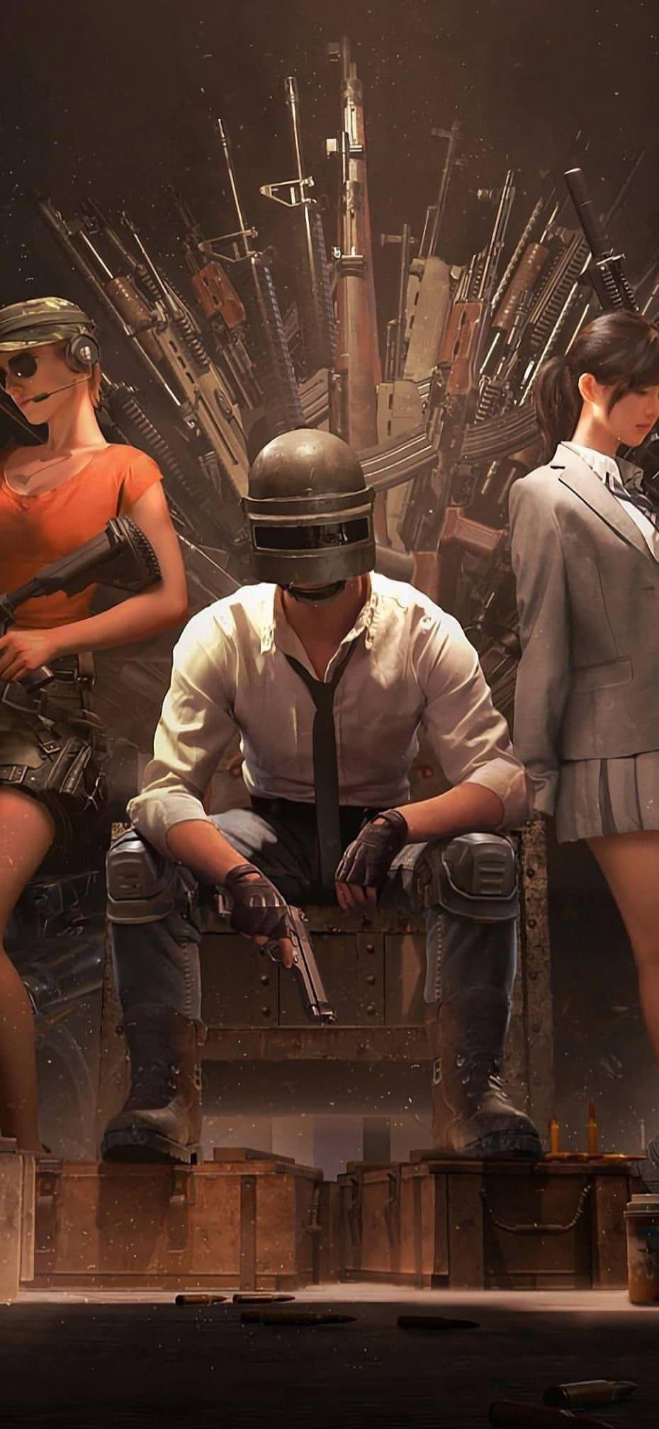 PUBG Guns Throne 4k — 930x2016 wallpaper