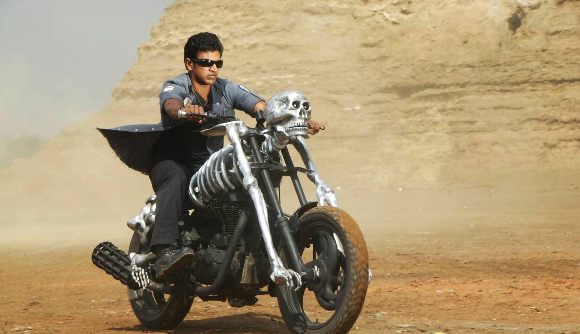 Puneeth Rajkumar Skeleton Motorcycle Desert — 1920x1108 wallpaper
