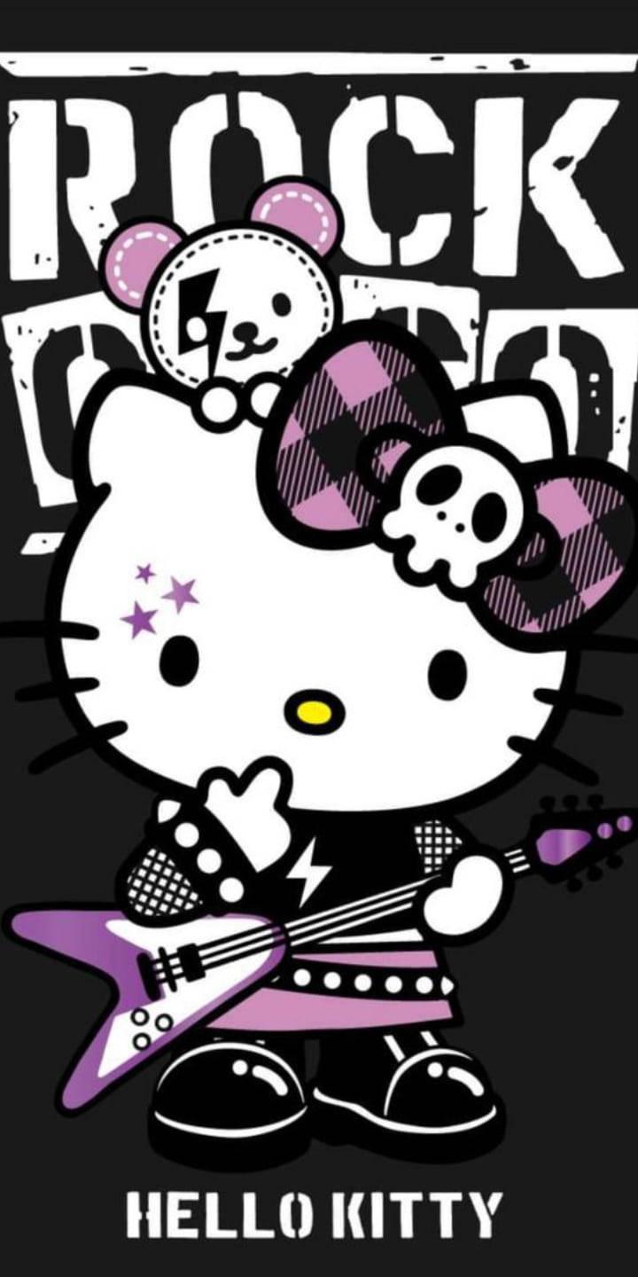 Purple And Black Hello Kitty Rockstar — 720x1440 wallpaper