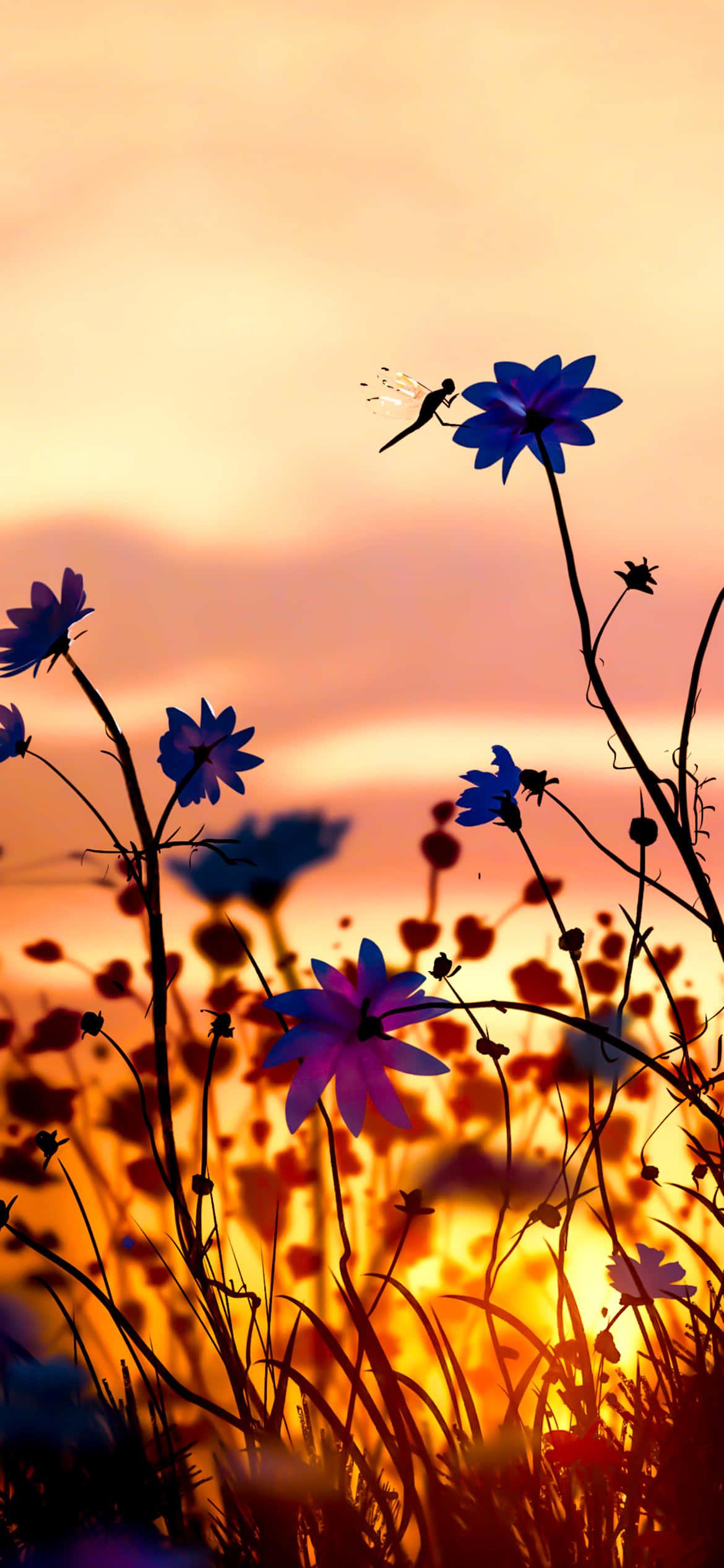 Purple Flowers Field Phone Background — 1170x2532 wallpaper