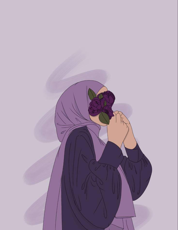 Purple Hijab Cartoon — 735x949 wallpaper