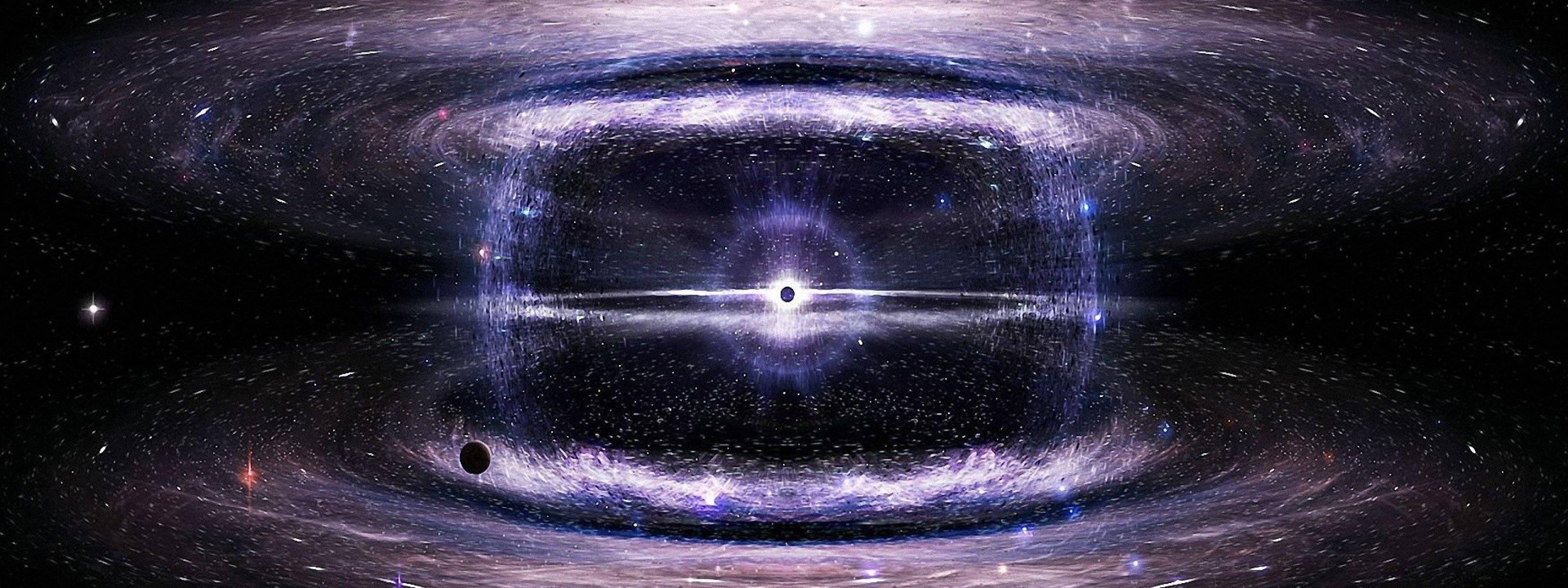 Purple Supernova In Universe — 3200x1200 wallpaper