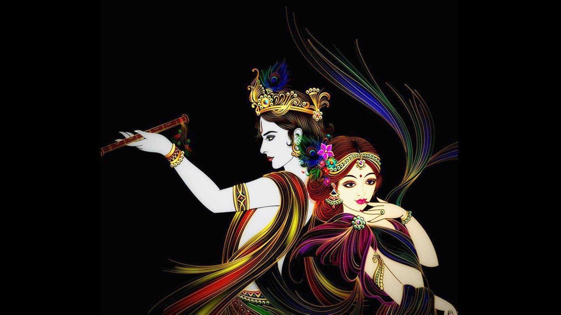 Radha Krishna 3D Back-To-Back — 1920x1080 wallpaper