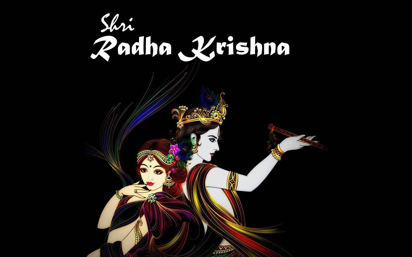 Radha Krishna 3D Black — 1600x1000 wallpaper