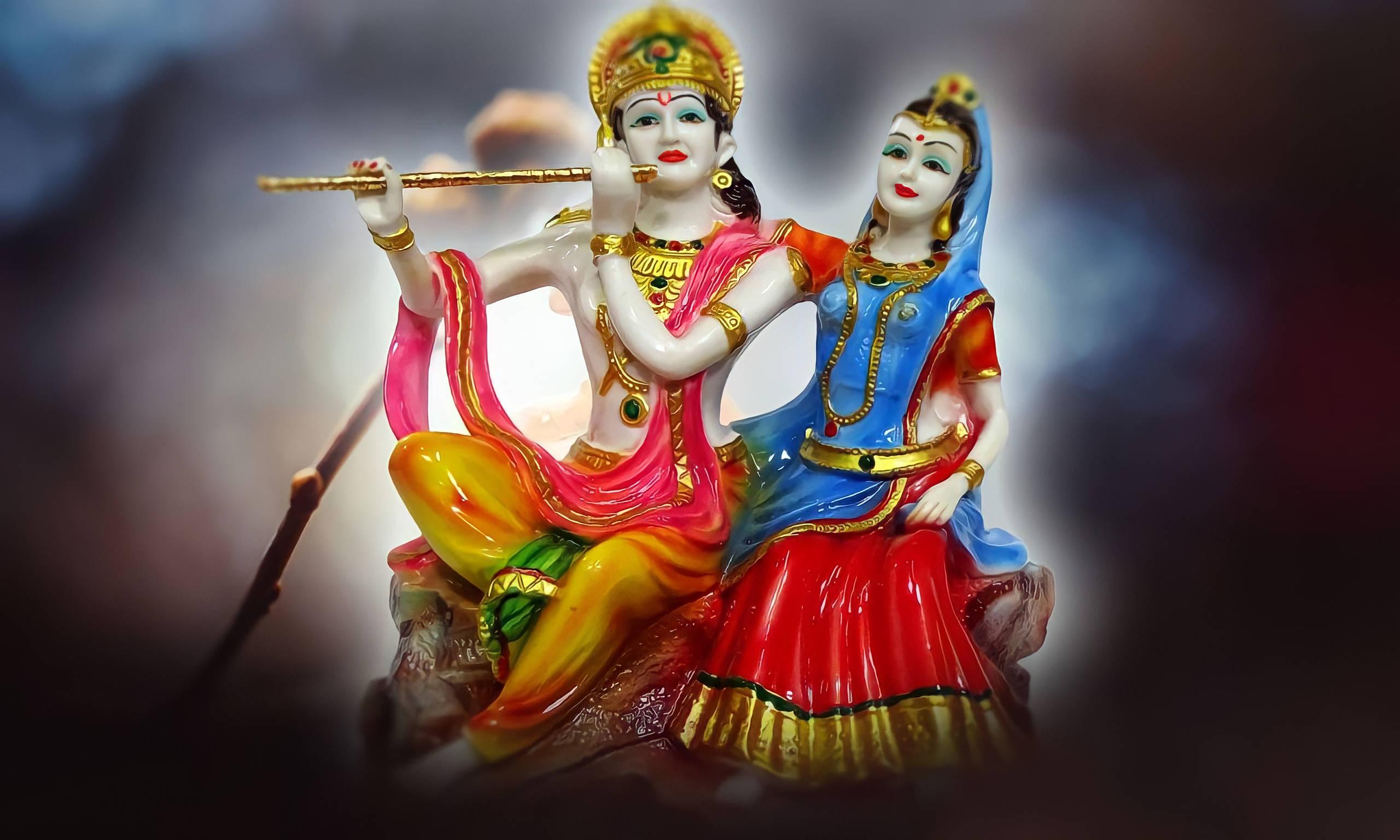 Radha Krishna 3D Figurines — 2560x1536 wallpaper