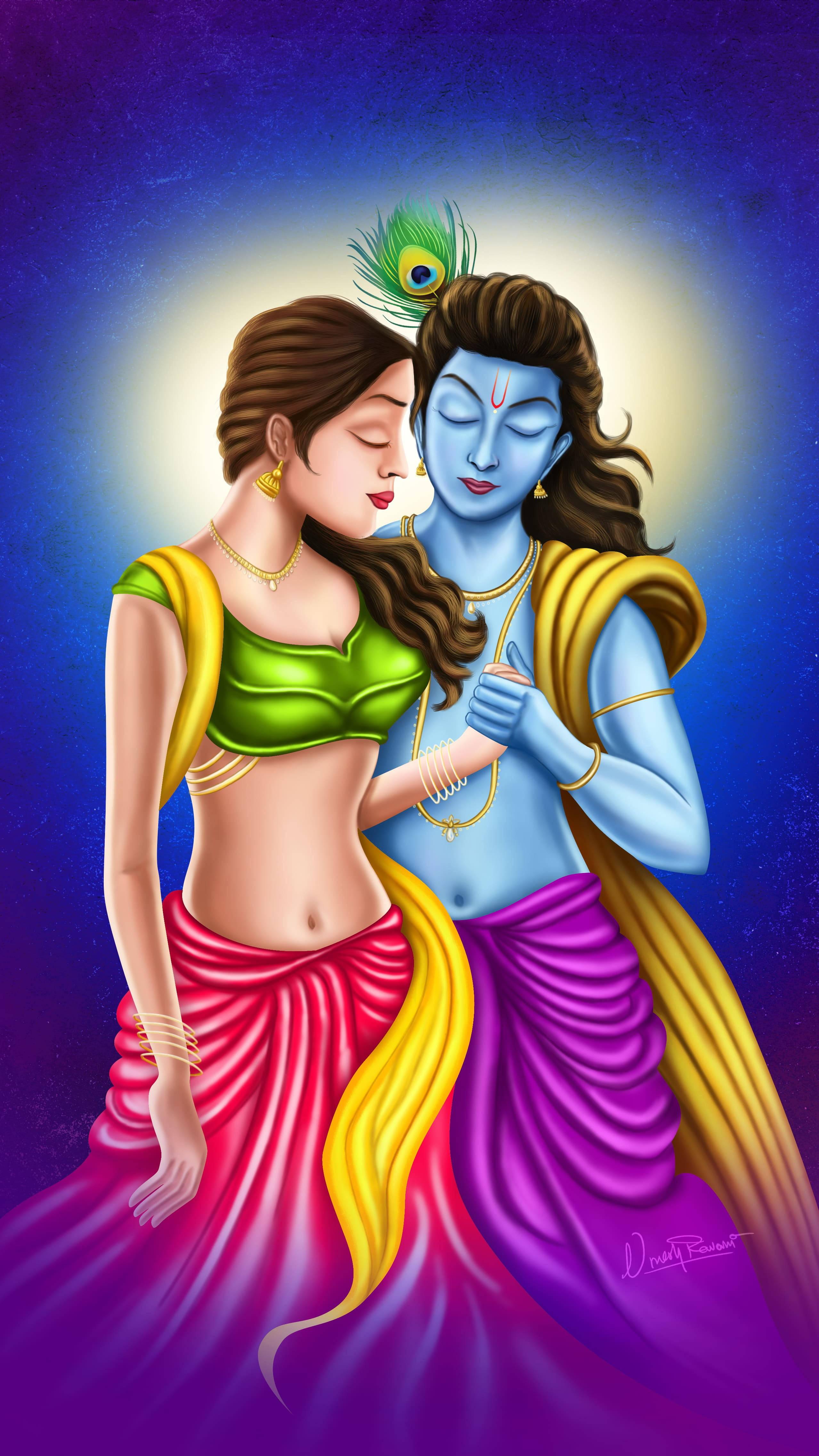 Radha Krishna 3D Holding Hands — 2558x4548 wallpaper