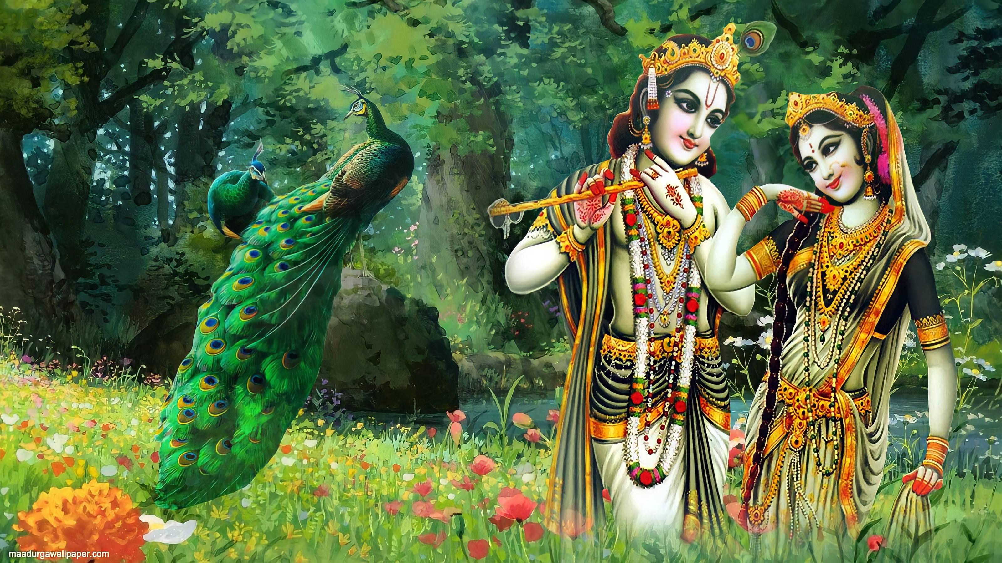 Radha Krishna 3D Middle Of Forest — 3200x1800 wallpaper