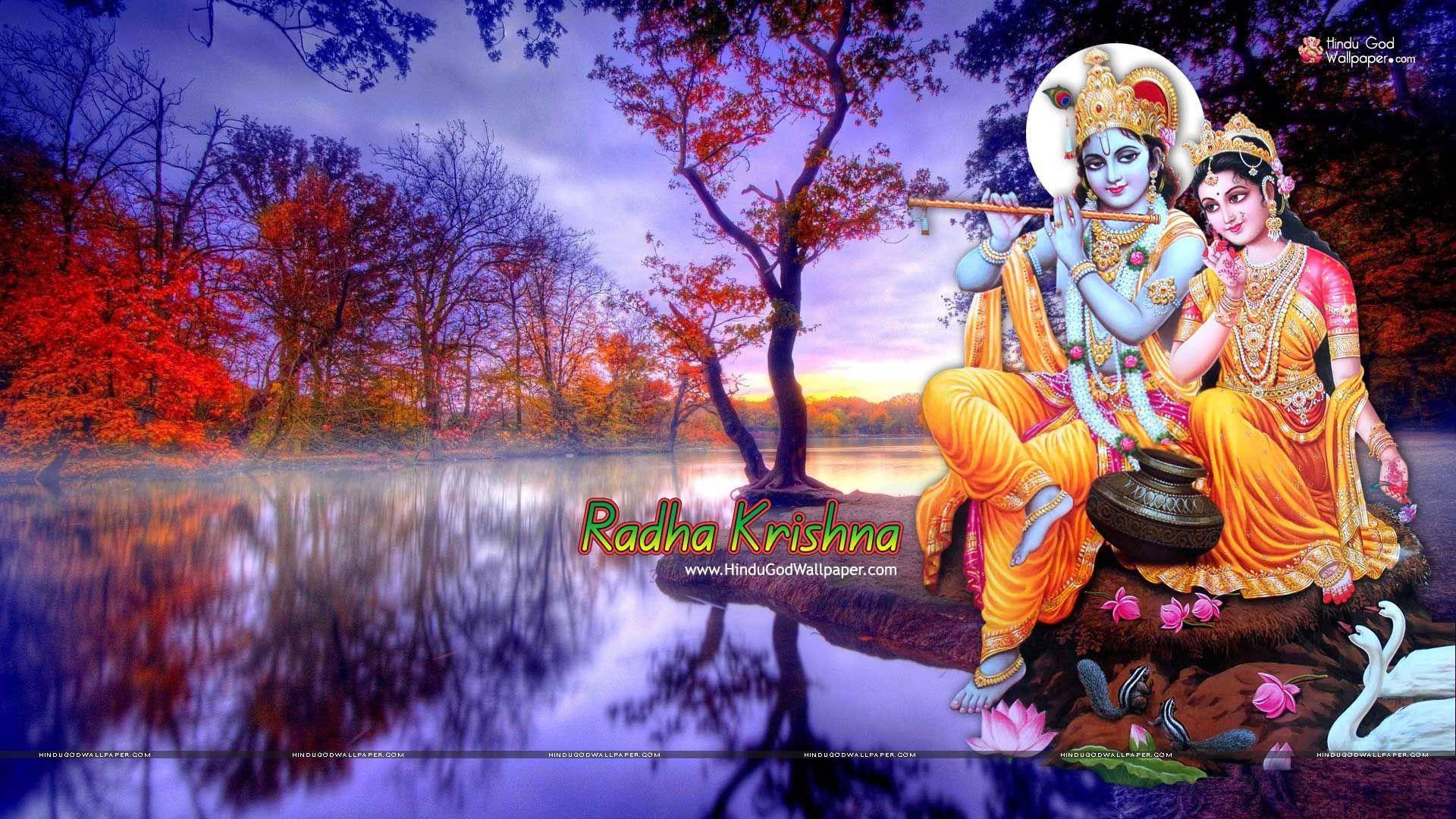 Radha Krishna 3D Serenading On Lake — 1920x1080 wallpaper
