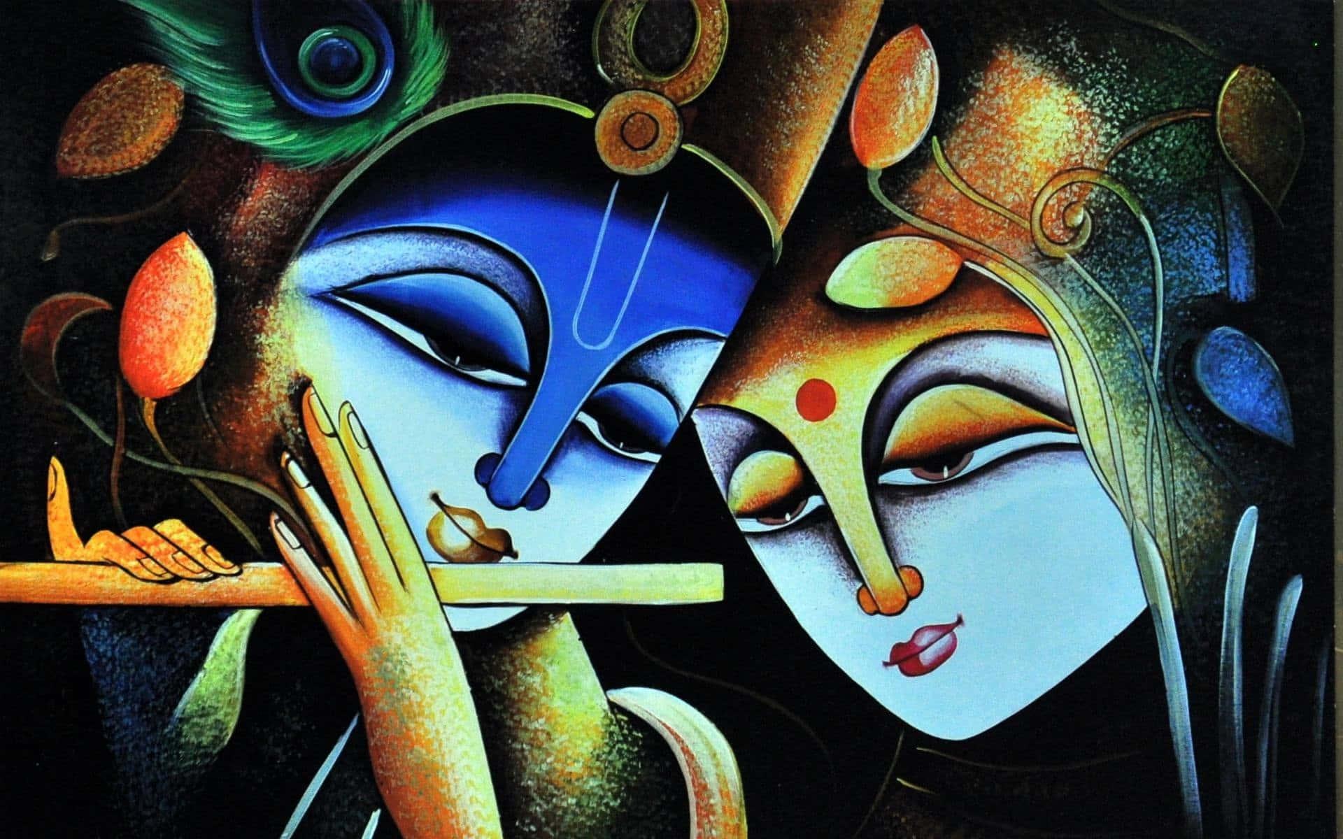 Radha Krishna Abstract Art Picture