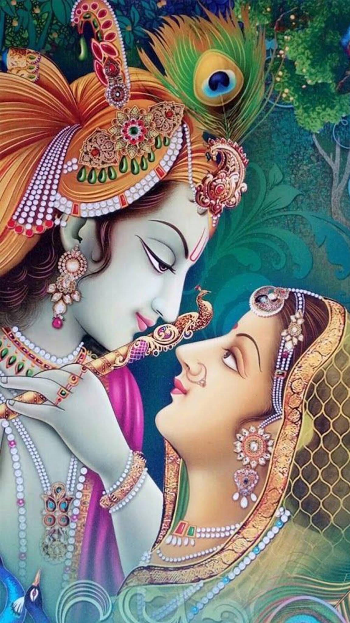 Radha-Krishna Colorful 3D Art