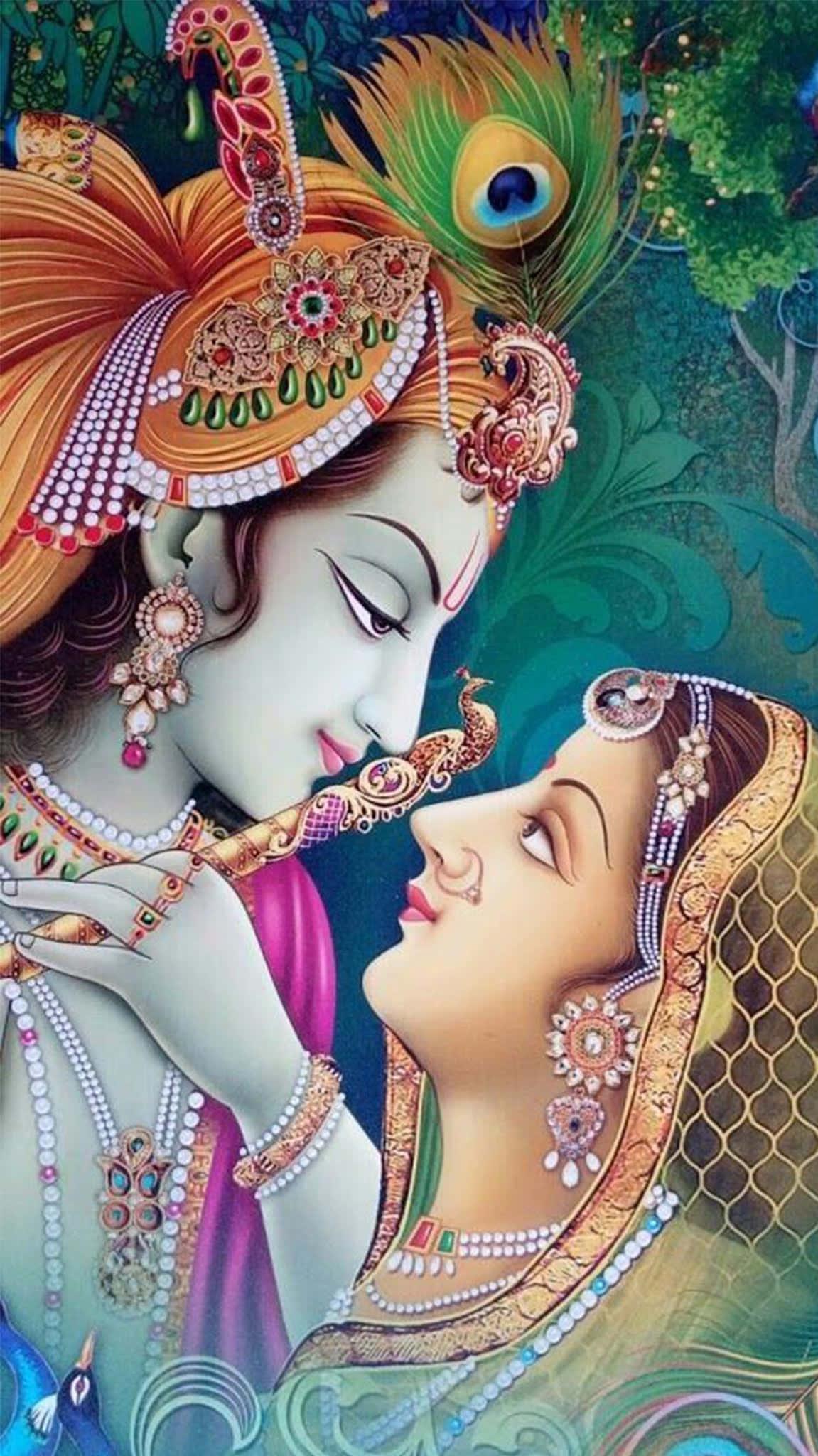 Radha Krishna Colorful Artwork Picture