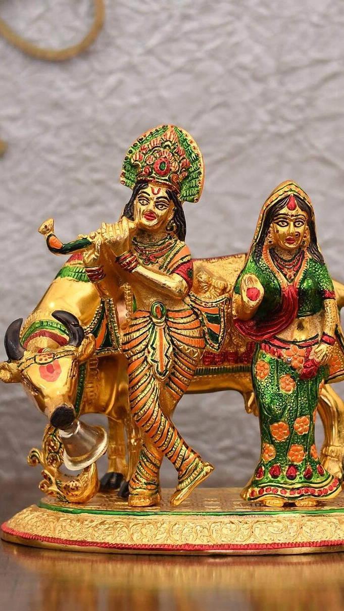 Radha-Krishna Gold Figurine