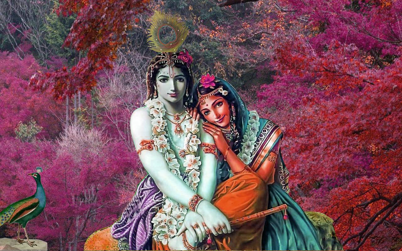 Radha-Krishna Red Tree