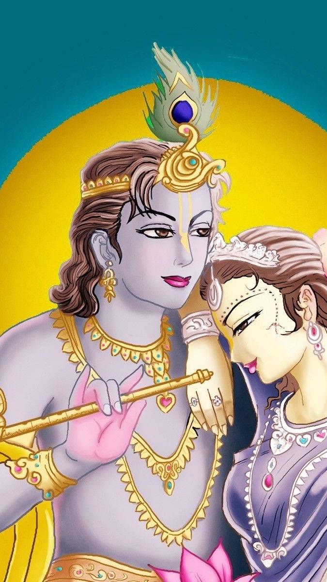 Radha-Krishna Yellow Sun