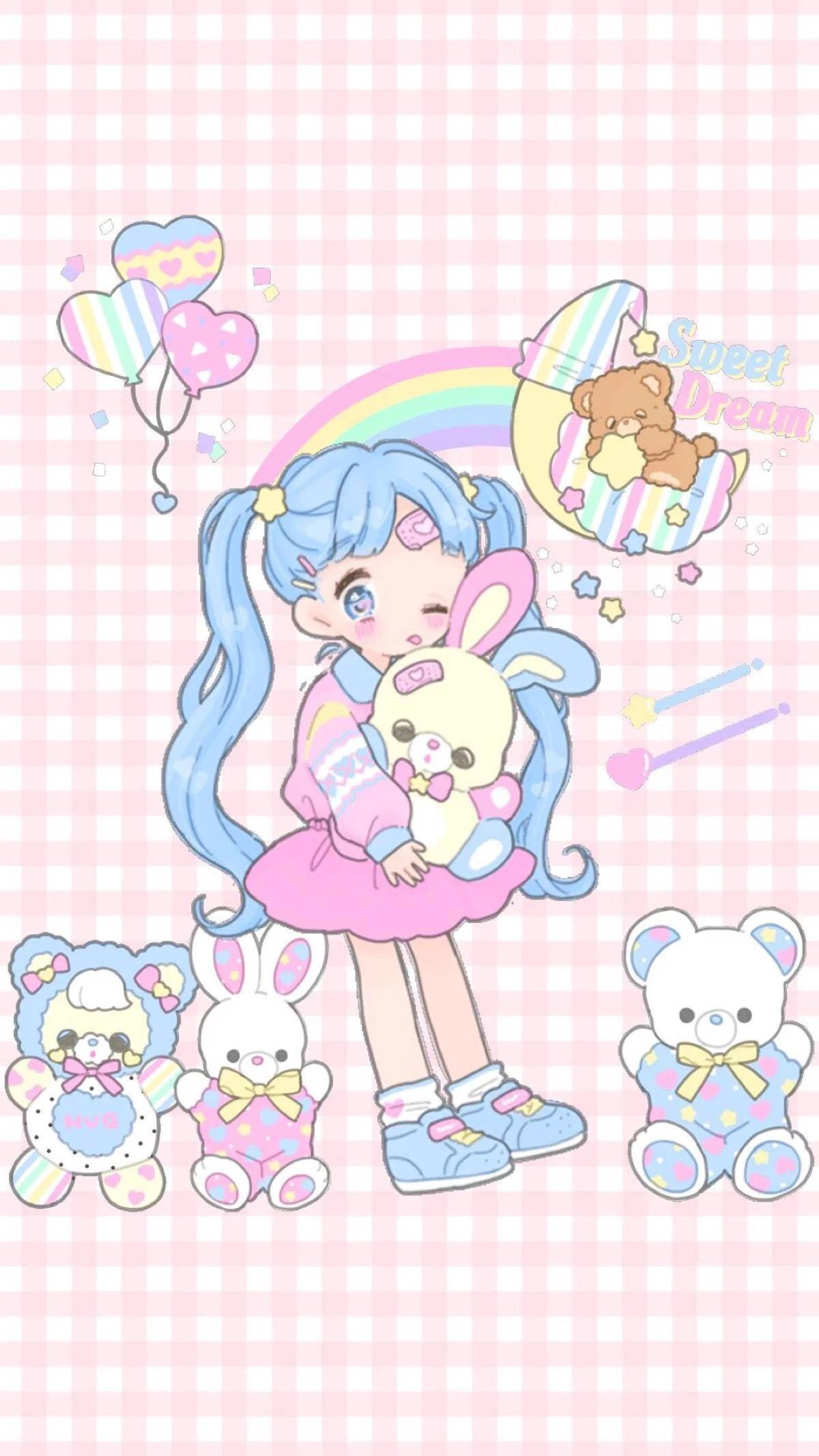 Rainbow Anime Girl — 1200x2133 wallpaper