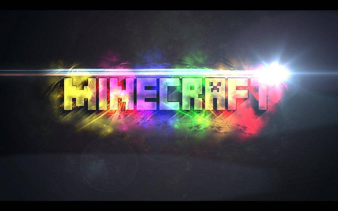 Rainbow Minecraft Logo — 1440x900 wallpaper