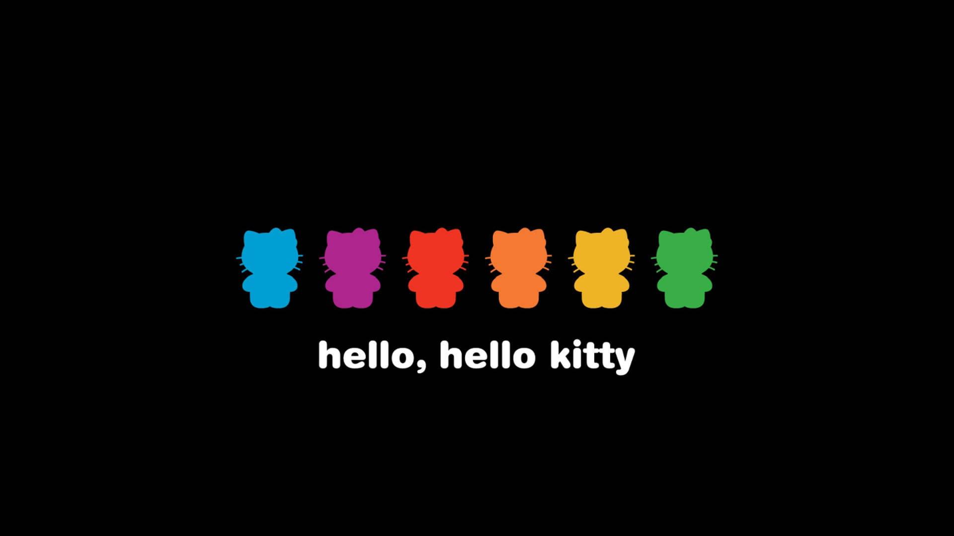 Rainbow On Black Hello Kitty — 1920x1080 wallpaper