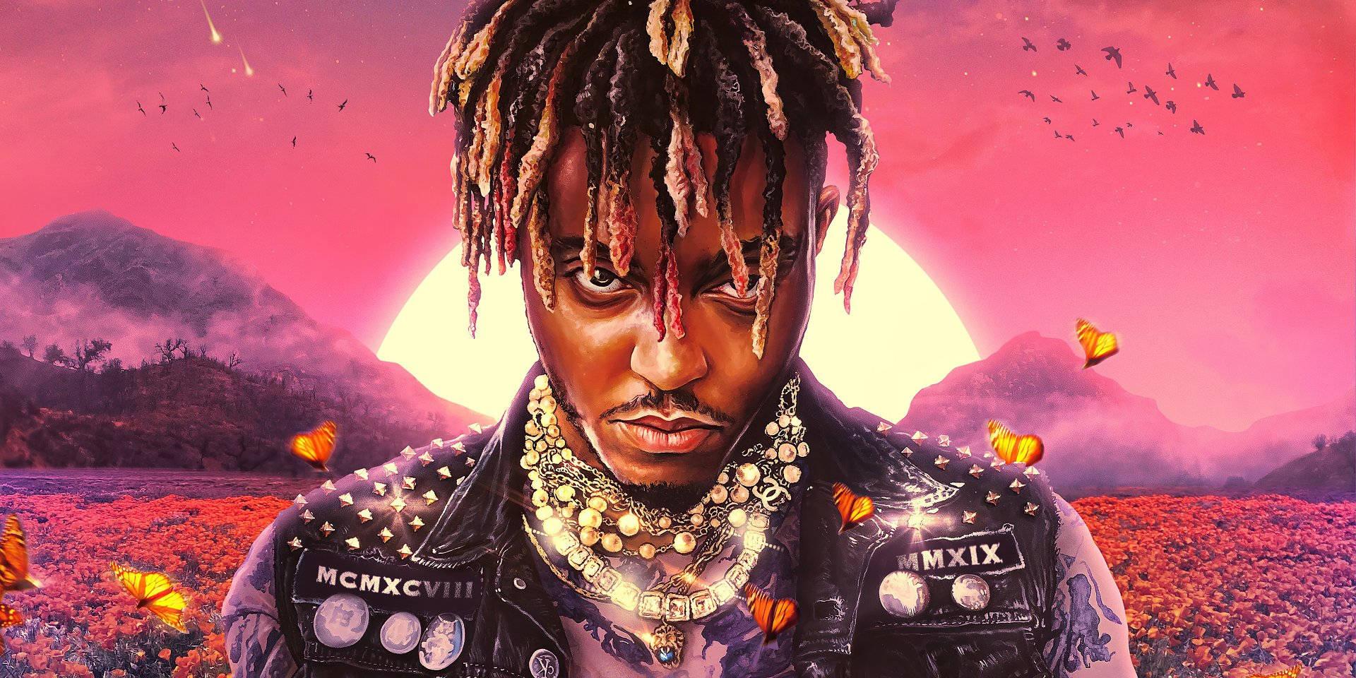Rapper Juice Wrld performs on stage, wearing pink. — 1920x960 wallpaper