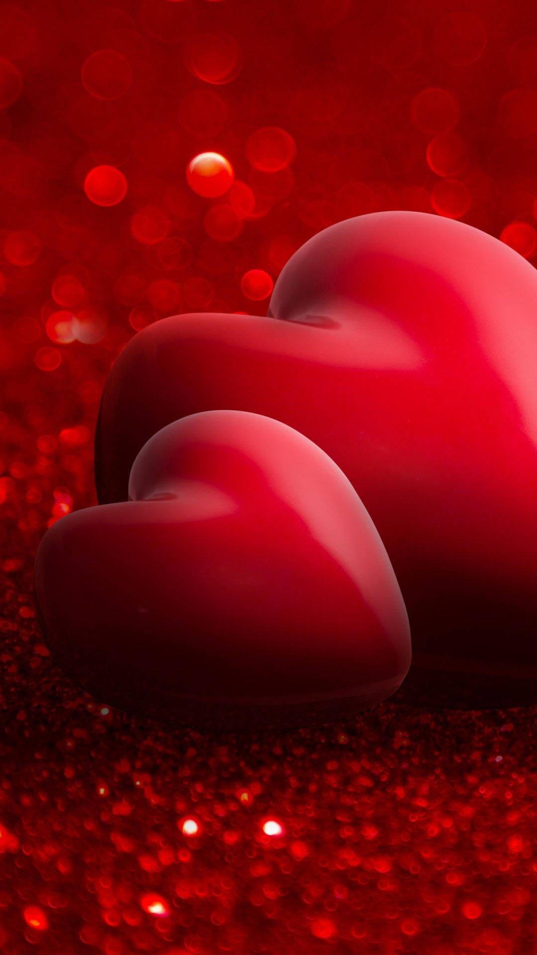 Red 3d Hearts Love Phone — 1080x1920 wallpaper