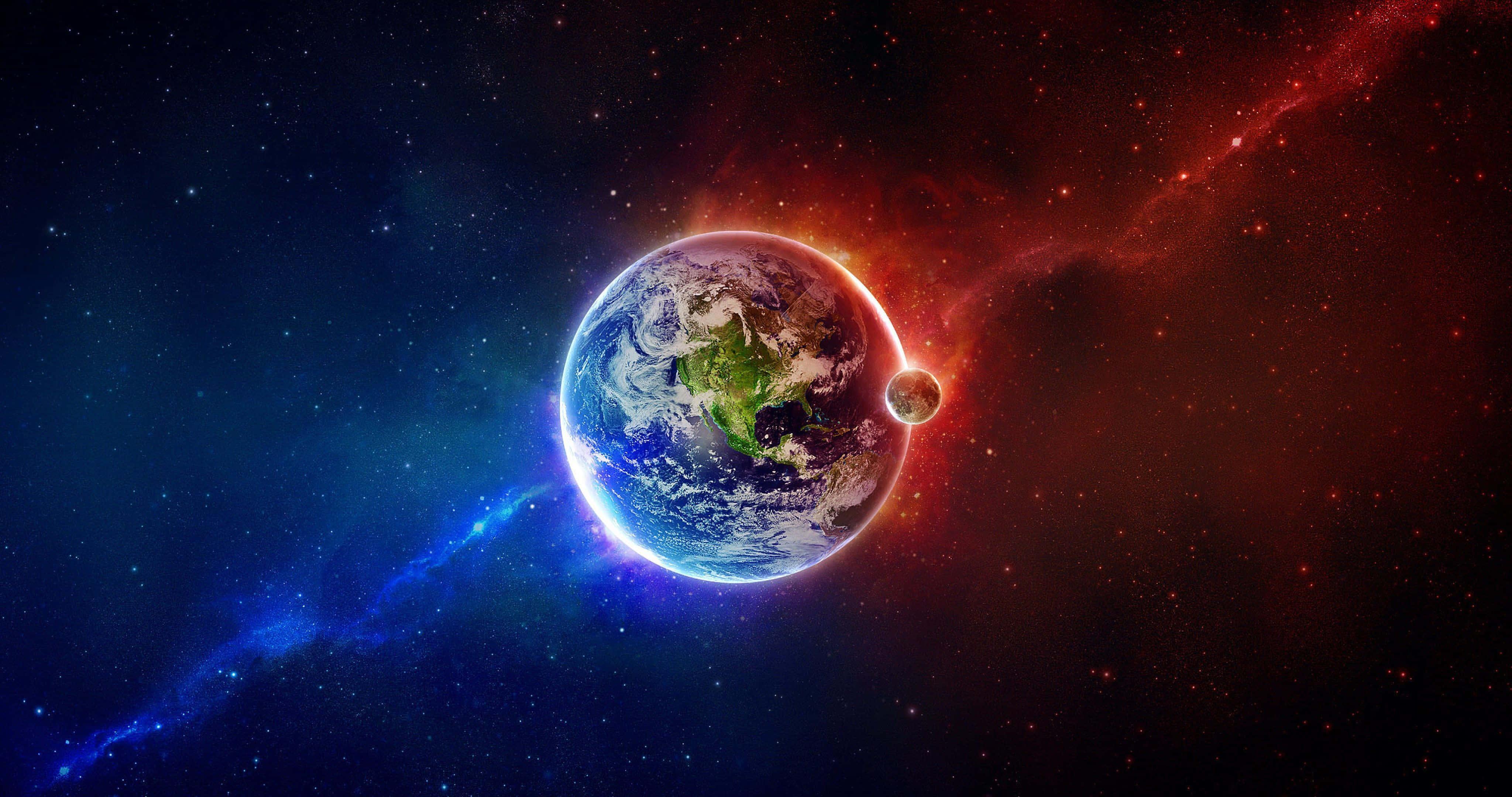 Red And Blue Earth Background — 4096x2160 wallpaper