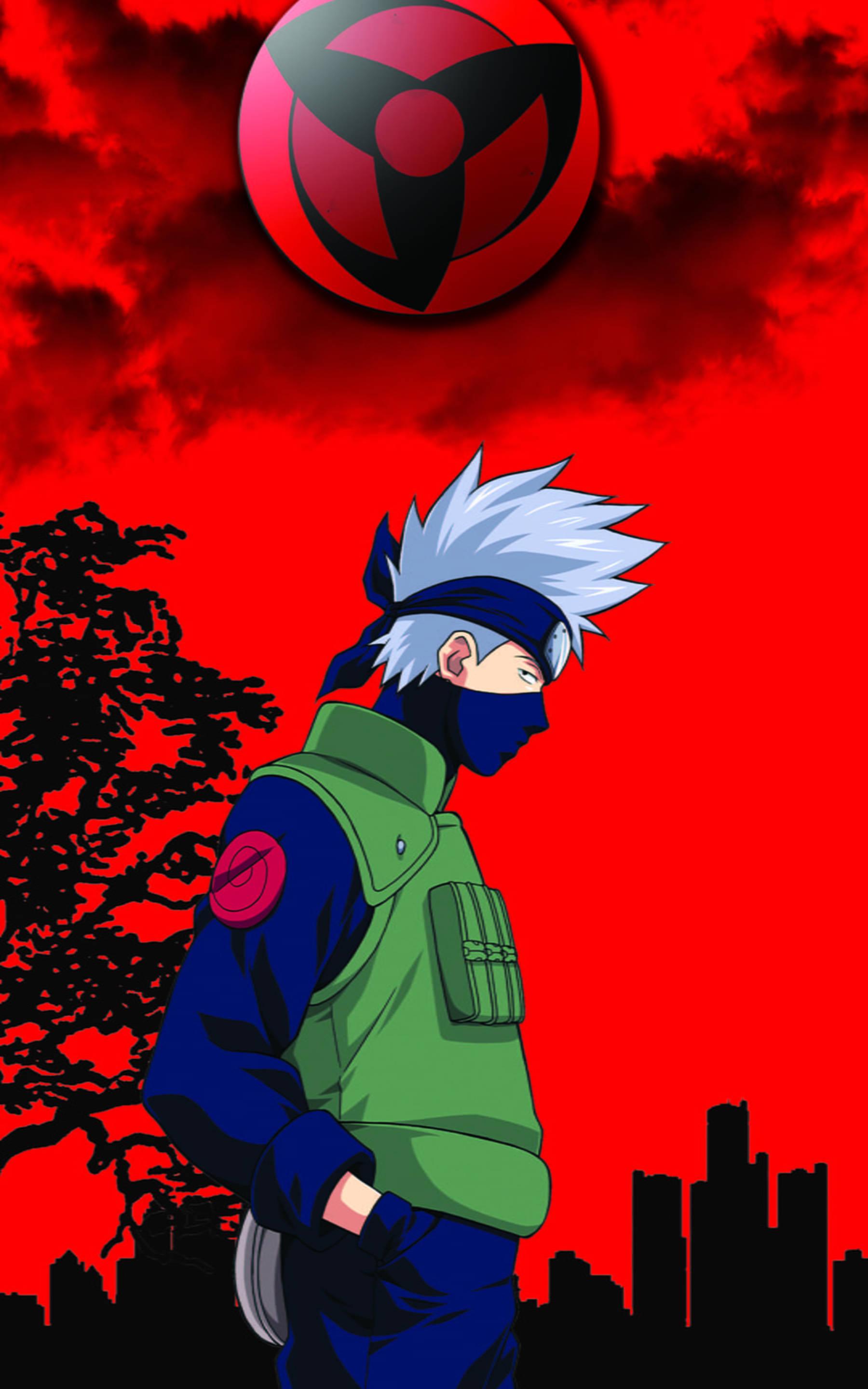 Red Art Cool Kakashi — 1800x2880 wallpaper