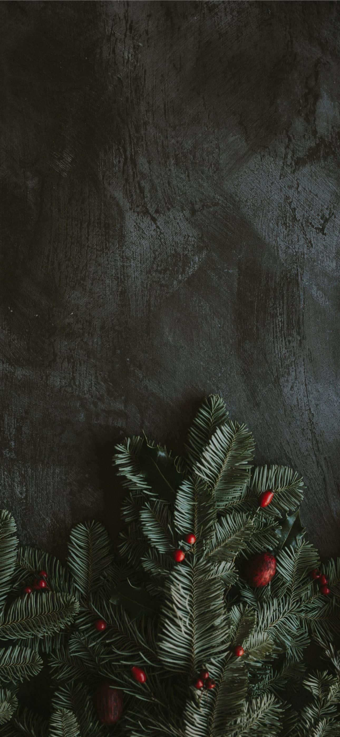Red Christmas Ornament on a Gold Iphone — 1290x2796 wallpaper