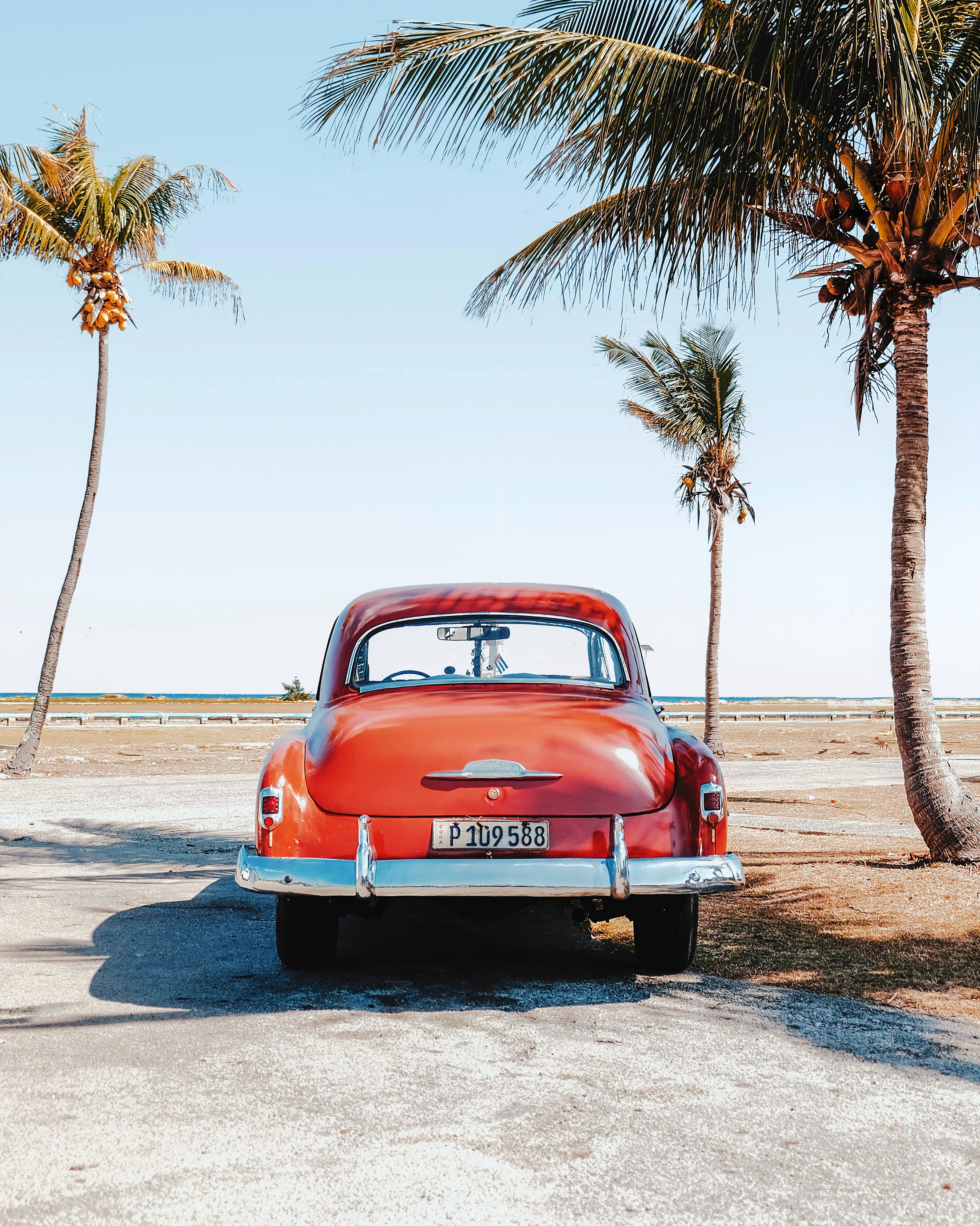 Red Classic Car In Cuba — 5757x7200 wallpaper