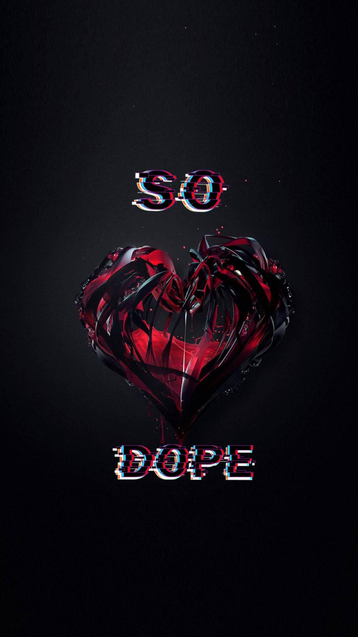 Red Crystal Broken Heart Black — 1242x2208 wallpaper