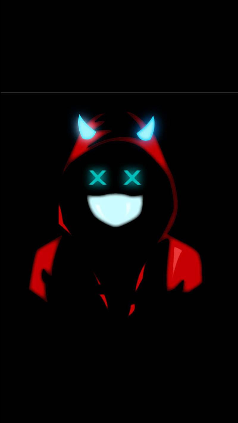 Red Dark Devil Neon Eyes — 800x1422 wallpaper