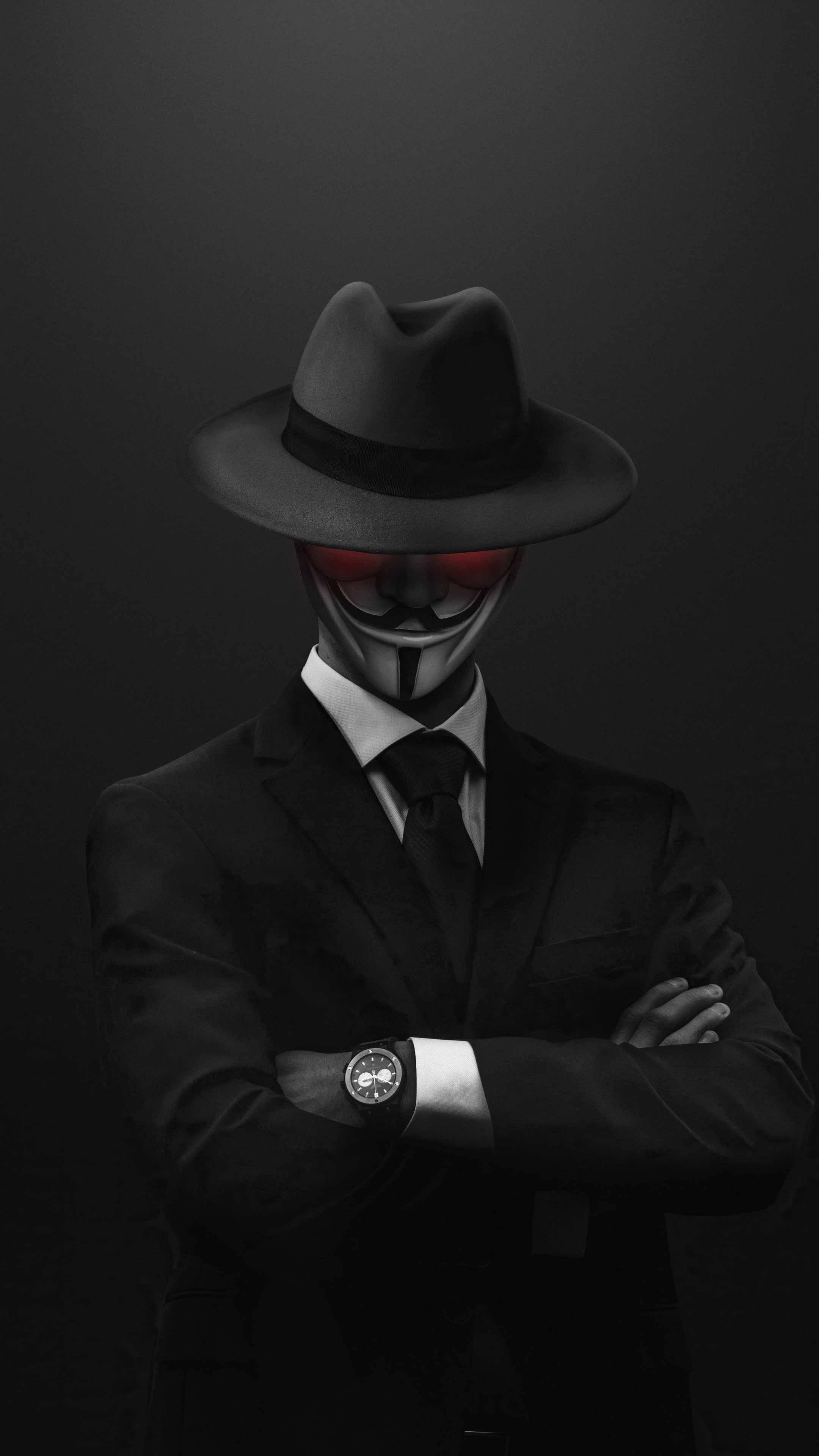 Red-Eyed Guy Fawkes Gangster — 2160x3840 wallpaper