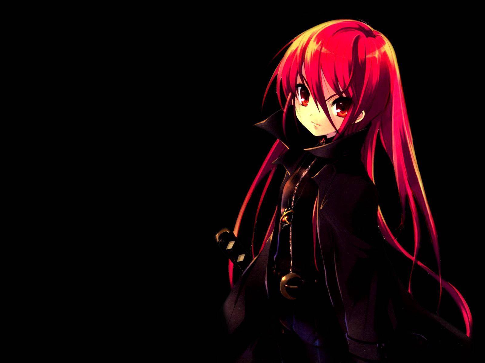 Red Hair Dark Anime Girl — 1600x1200 wallpaper
