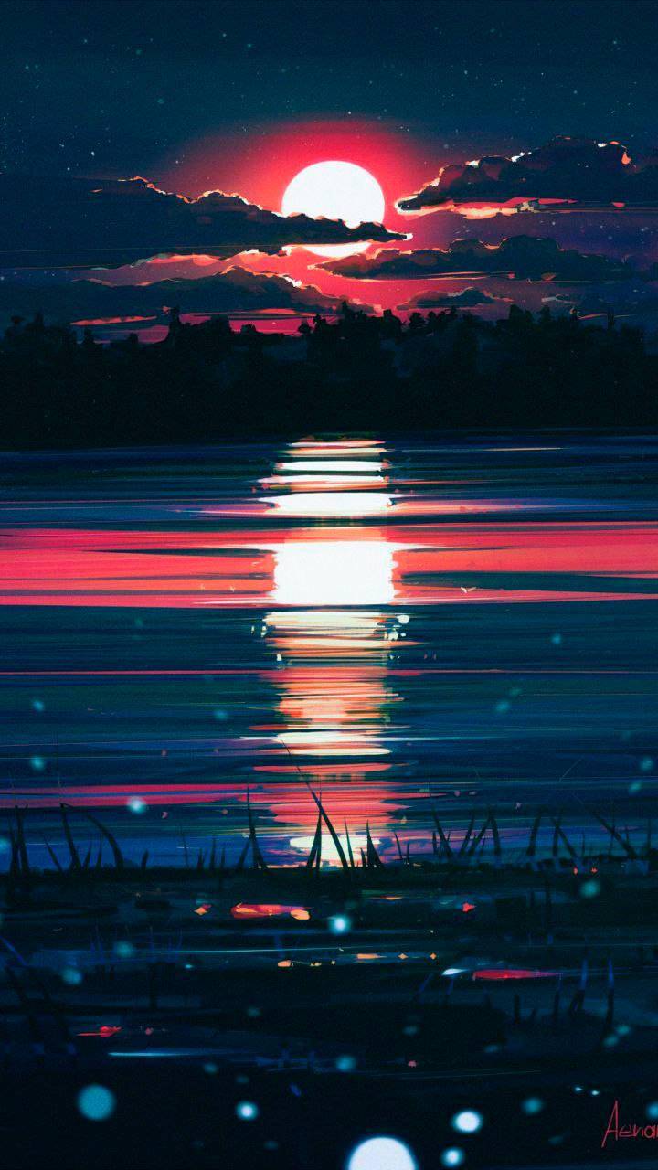 Red Moonlight Beautiful Phone — 720x1280 wallpaper