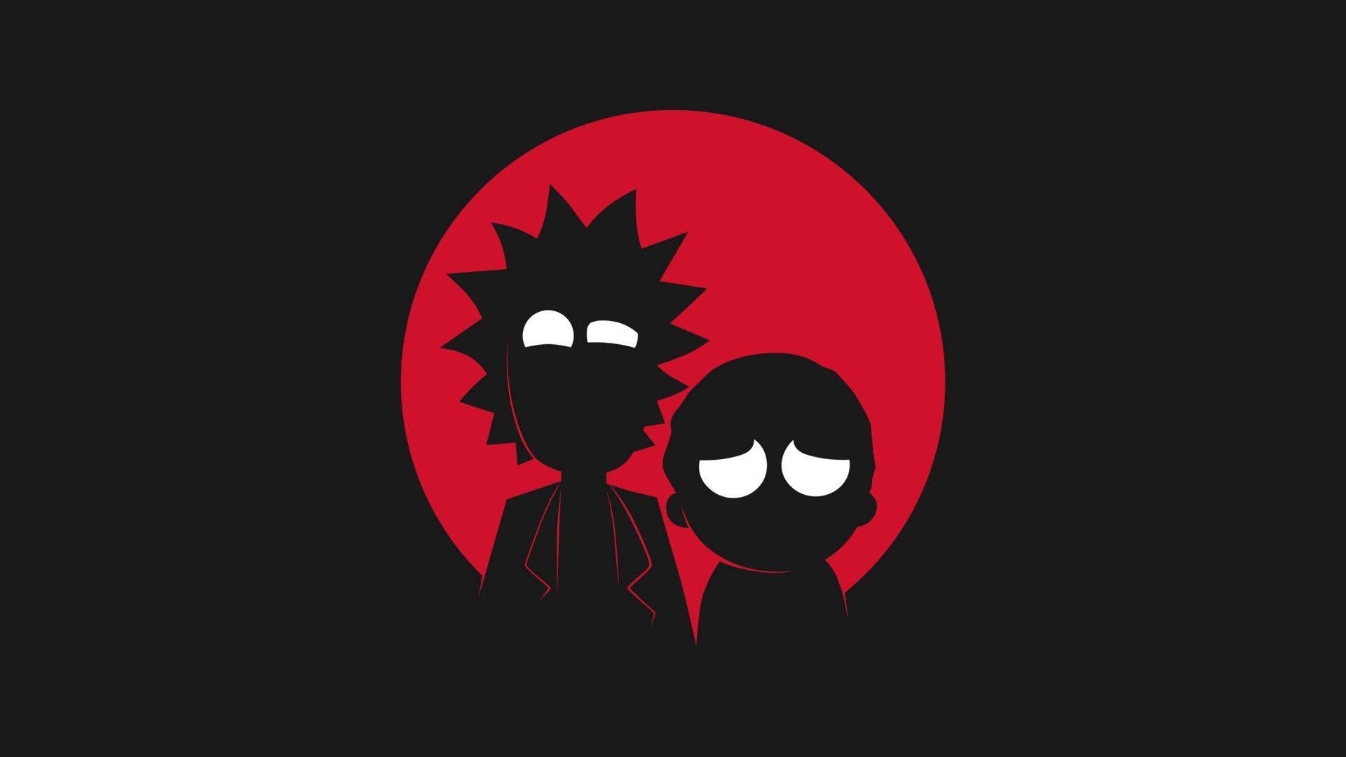 Red Rick And Morty Silhouette Minimalism — 1920x1080 wallpaper