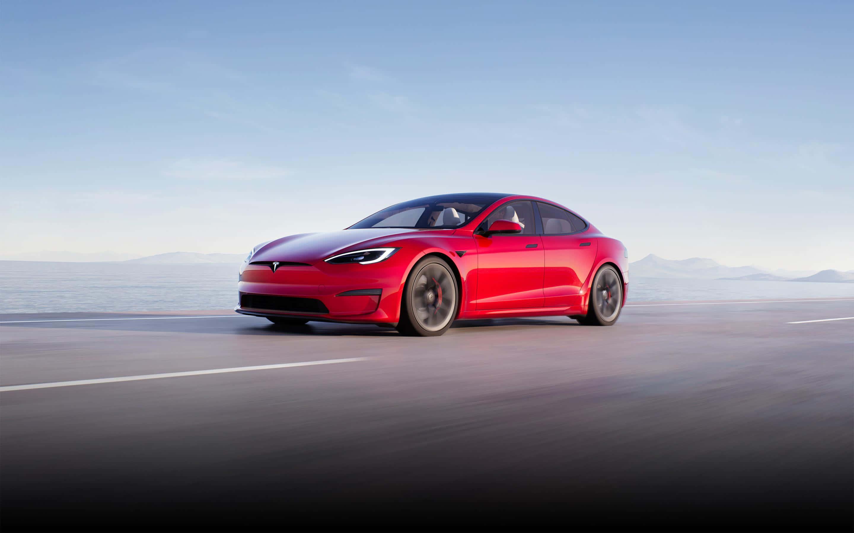 Red Tesla Car Picture — 2880x1800 wallpaper