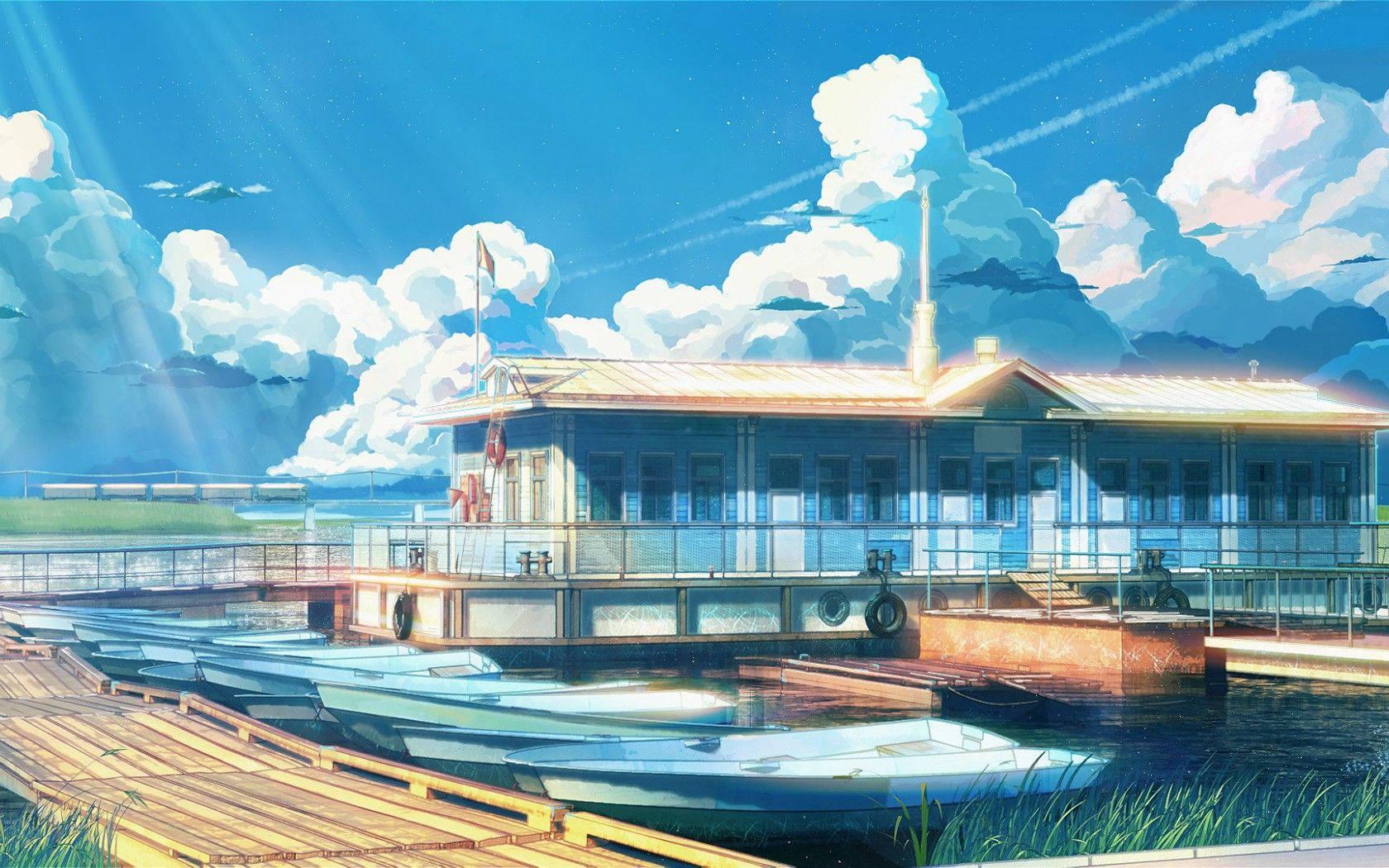 Relaxing Lake House Anime Scenery — 1680x1050 wallpaper