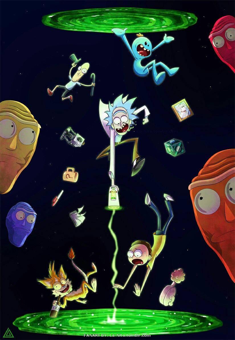 Rick And Morty Getting Sucked Into A Portal — 825x1195 wallpaper