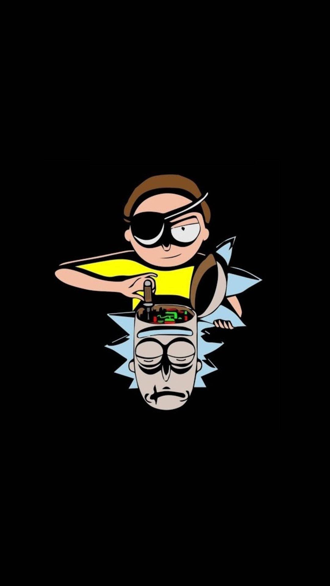 Rick and Morty Performing a Brain Operation — 1080x1920 wallpaper