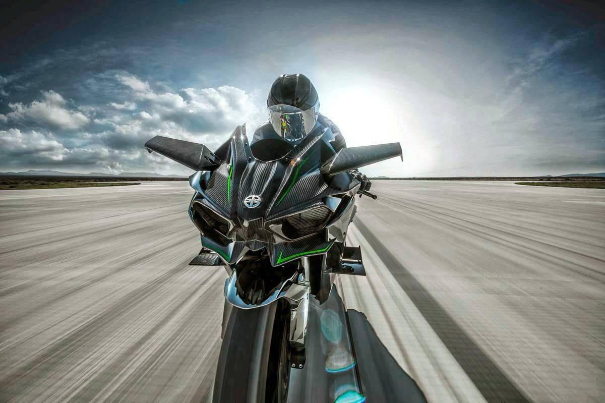 Rider Runs Kawasaki H2r Under Bright — 1200x799 wallpaper