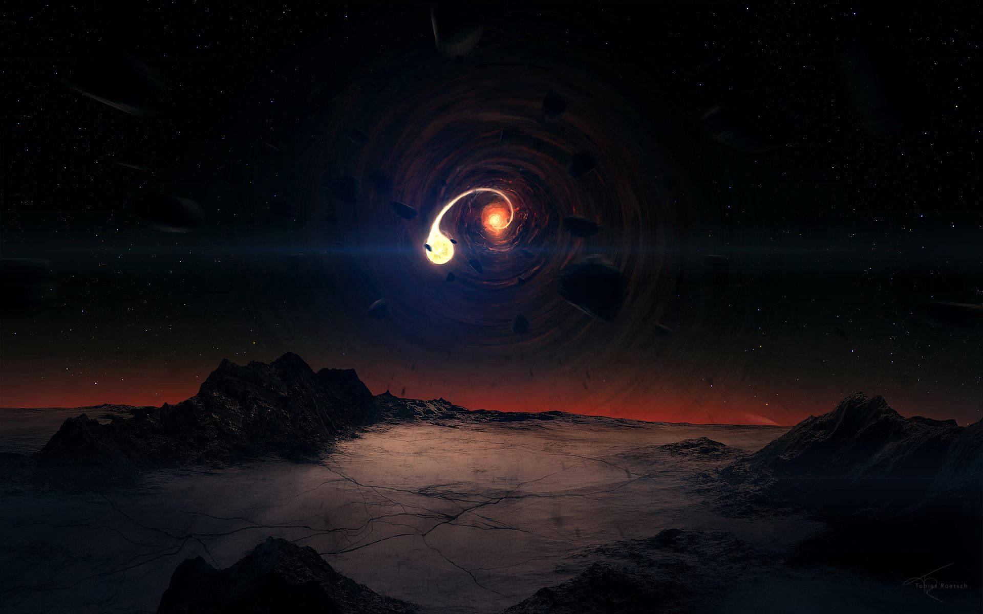 Rocky Planet With A Black Hole — 1920x1200 wallpaper