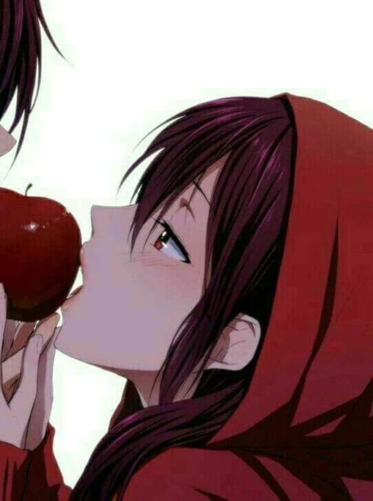 Romantic and playful, Matching Couple Pfp featuring a girl with apple — 750x1007 wallpaper